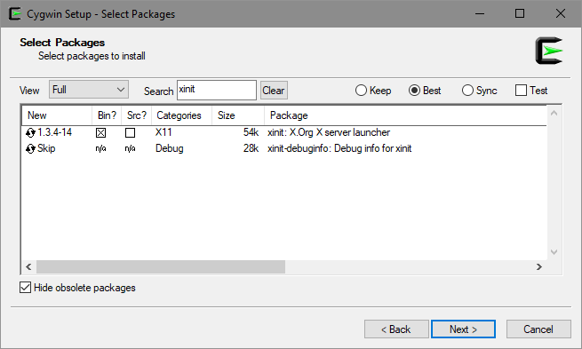 Select xinit Packages